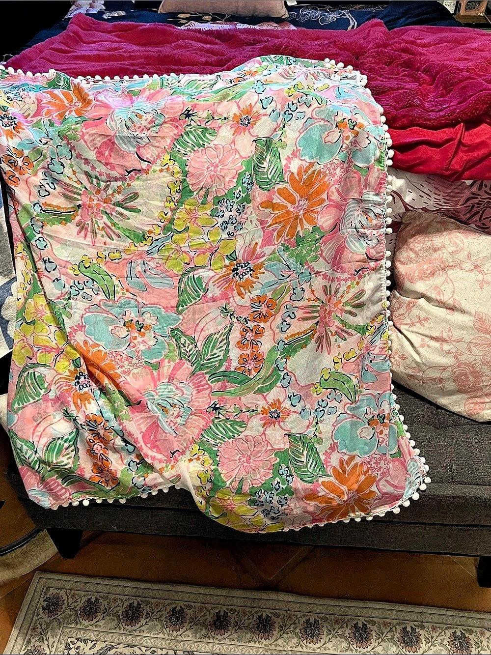 Lilly Pulitzer for Target Nosie Posey Pom-Pom Scarf Nosie Posey Pom-Pom Scarf